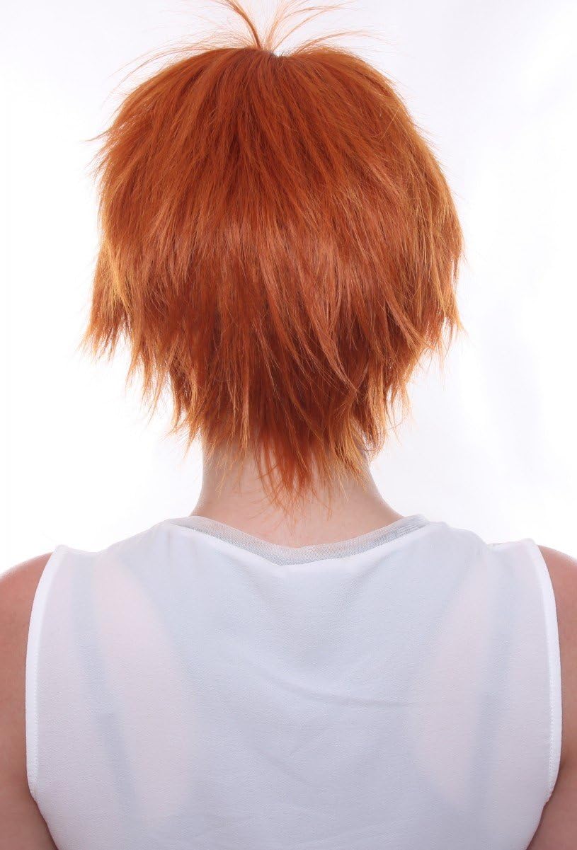Prettyland C1419 - Short Hair Wig Wild Fringed Pixie Layered Cut for Everyday Women Men - Red Orange, C1419 - red orange - Image 5