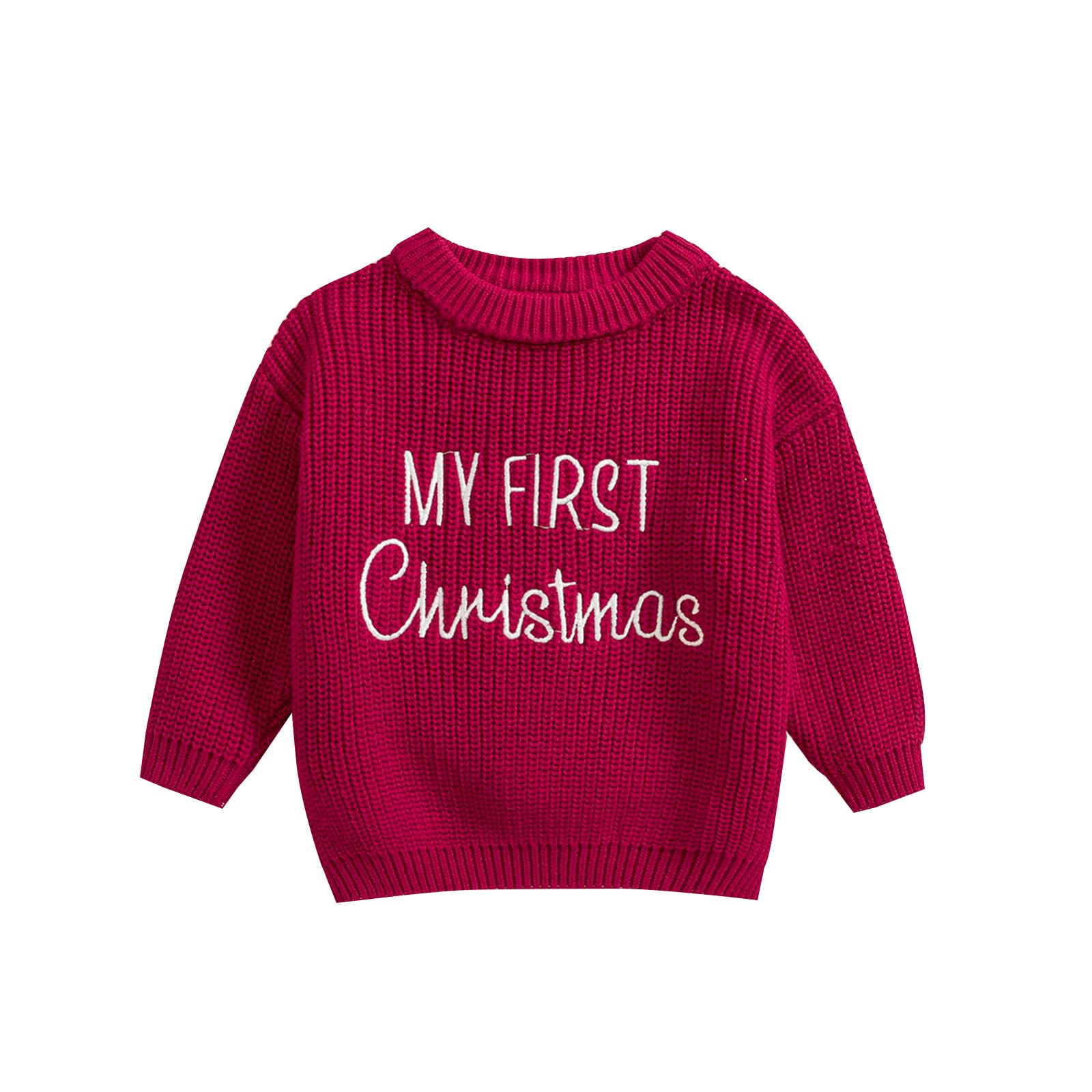 MAYUMMPY Newborn Baby Boy Girl Christmas Sweater Long Sleeve Pullover Warm Knitted Sweatshirt Fall Winter Clothes (My First Christmas Red, 6-9 Months)