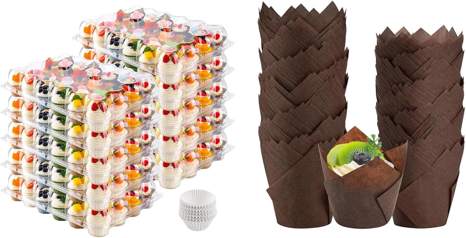 Bundle of 15 Pack Cupcake Holders and 200PCS Muffin Liners for Baking Greaseproof Cupcake