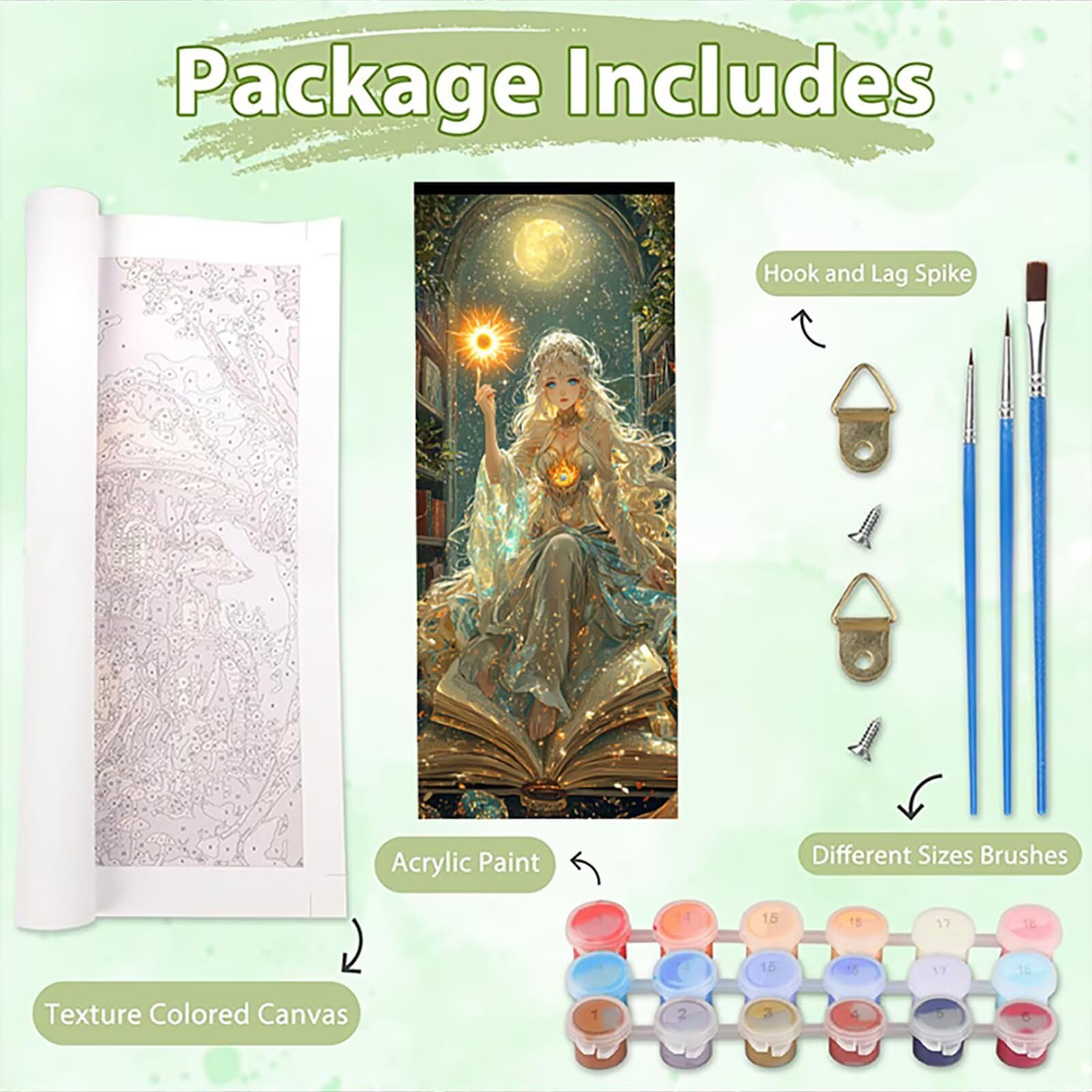 Malen Nach Zahlen 50x150cm Leinwand Göttin Malen Nach Zahlen Erwachsene mit Ohne Rahmen, DIY Kreativ Set für Erwachsene mit Pinseln und Acrylfarbe, Zimmer Deko Mond Landschaft Geschenk, P0M-254