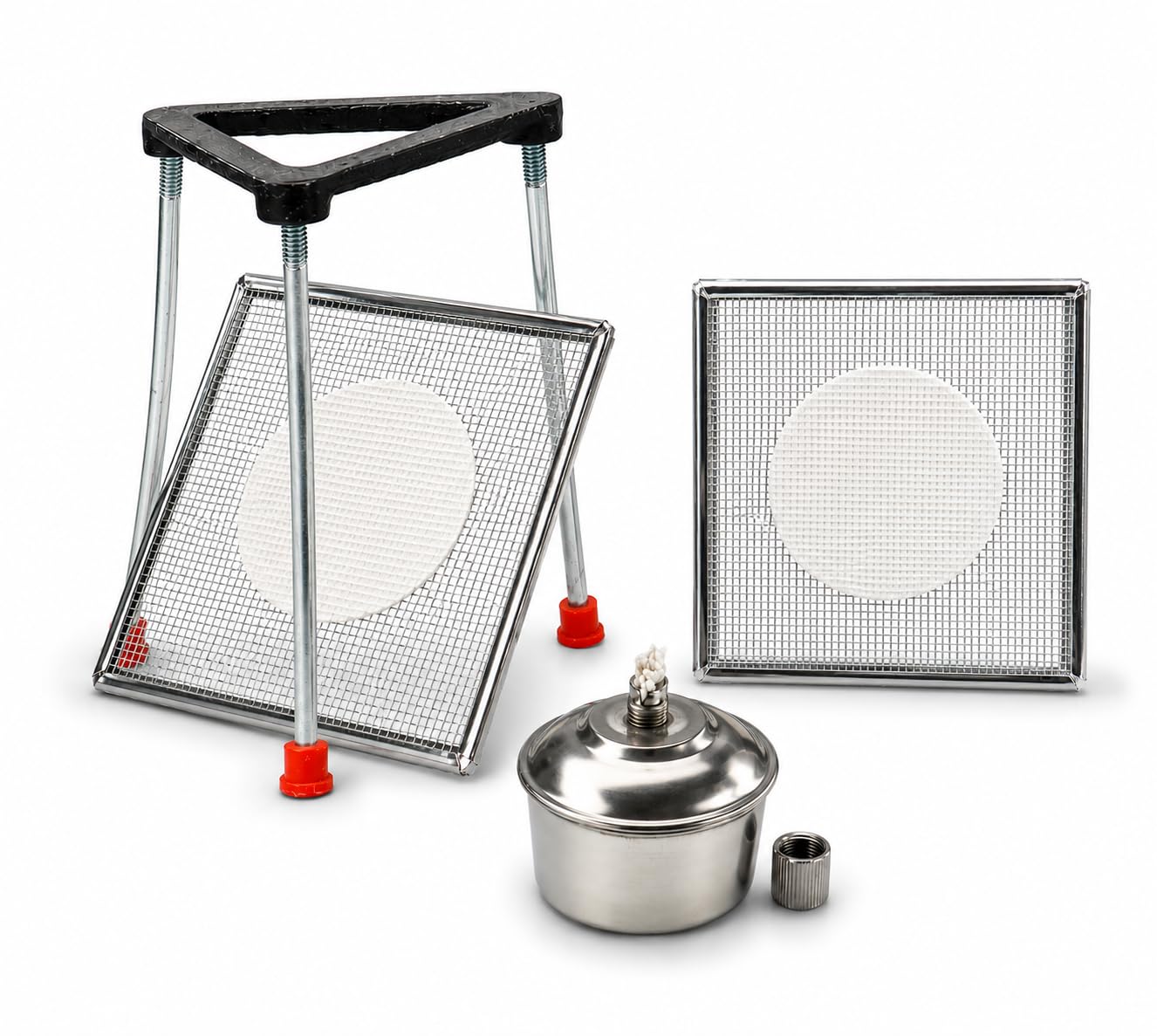 RG� Tripod stand, Wire gauge(2pcs.), S.S Spirit lamp(Combo of 4) for lab use and experiments-image-31