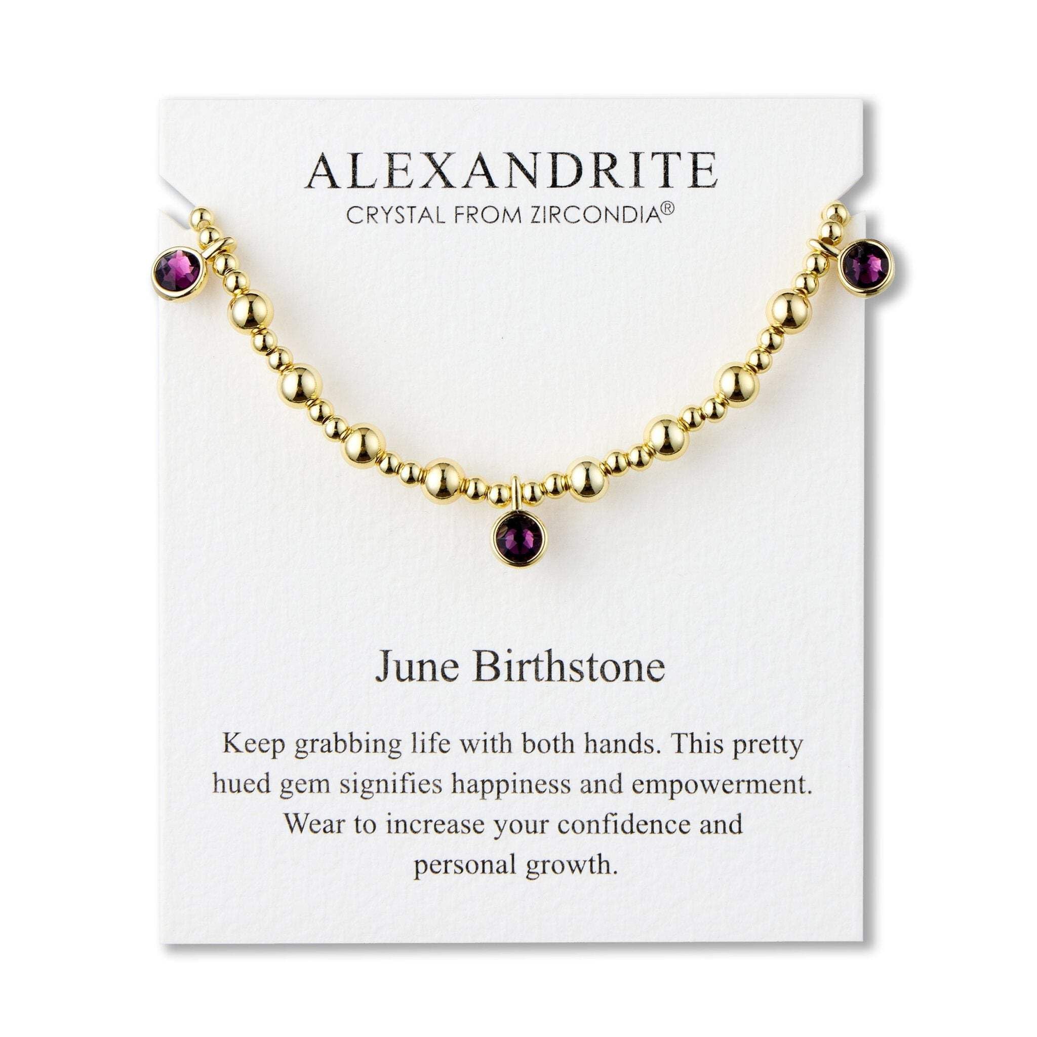 Bracelet pierre de naissance juin or 18k cadeau idéal avec citation - 8