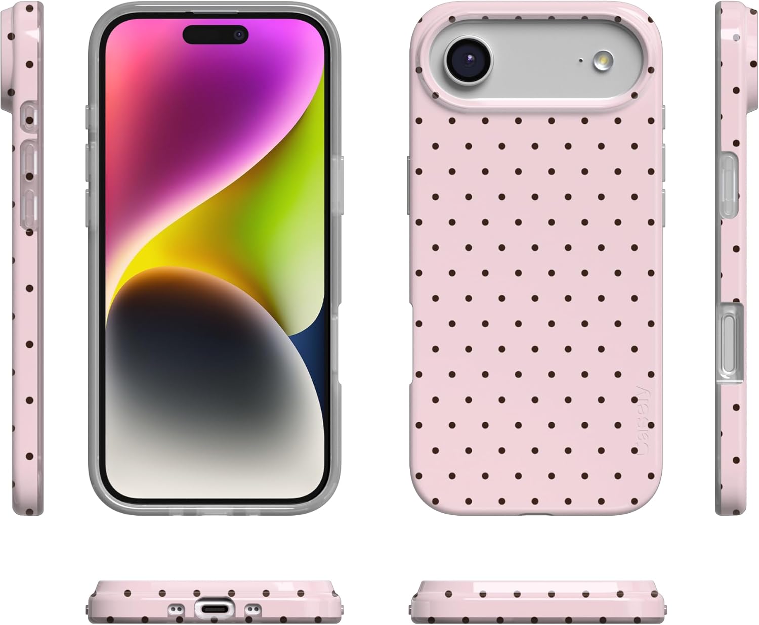 Casely iPhone 17 Air Case | On the Dot | Pink & Brown Polka Dot | Compatible with MagSafe | Classic Ultra Slim Design