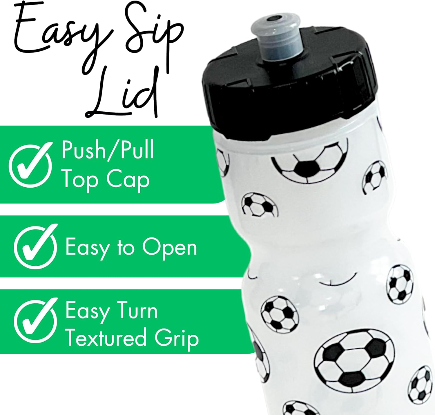 50 Strong 22oz Kids Sports Squeeze Water Bottle – BPA-Free with Pull Top Cap – Durable & Reusable for School, Boys & Girls – Made in USA – Soccer Theme - Image 4