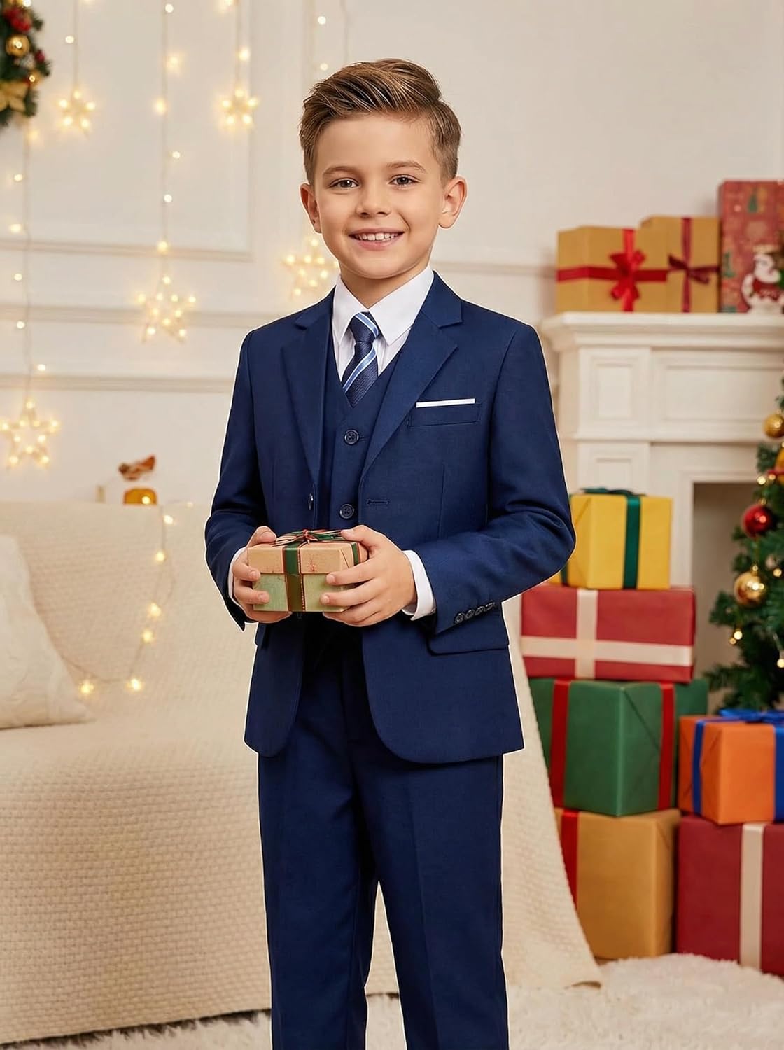 Boys' Formal Slim Fit Suit Set 5 Piece Boys Suit Dress Clothes Ring Bearer Outfit
