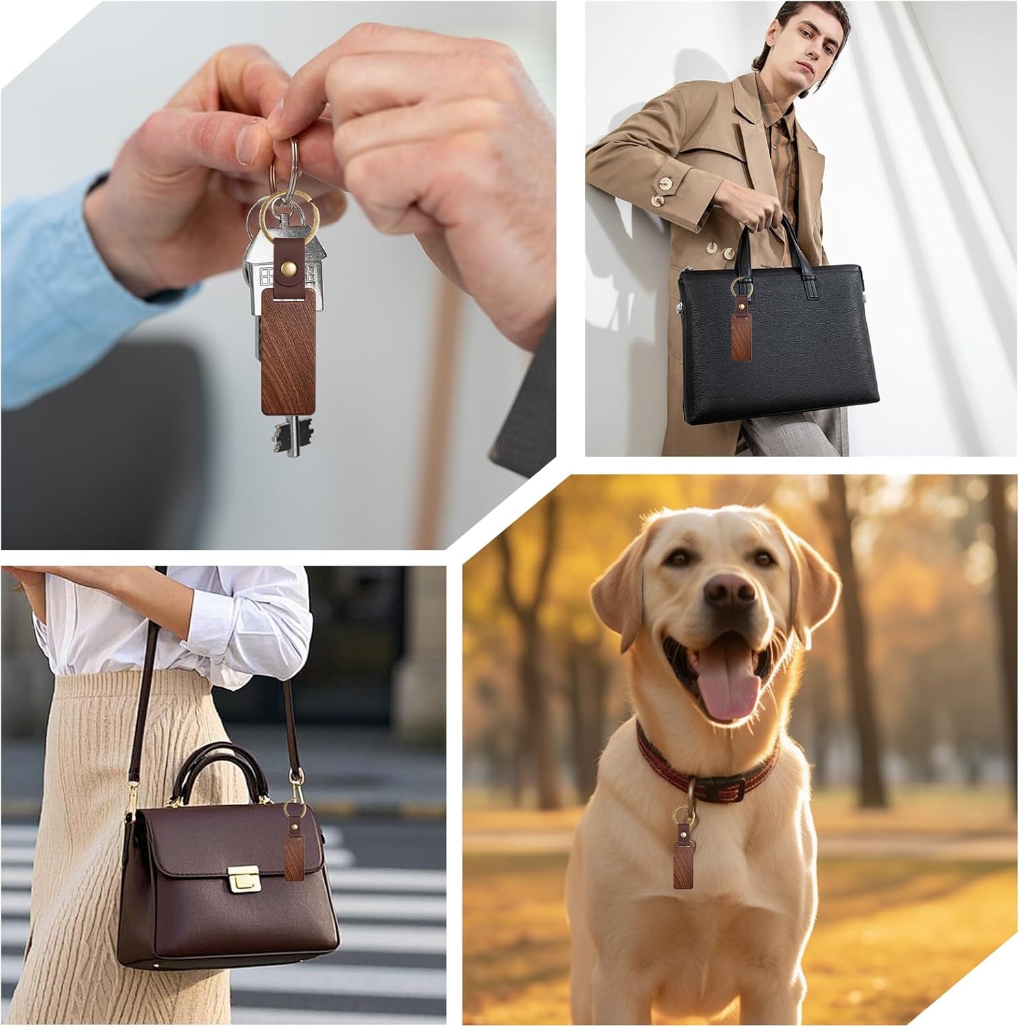 25 Pieces Leather Wood Keychain Blank, Wooden Keychain Blanks with Leather Strap, Unfinished Wooden Keychains for Laser Engraving, DIY Various Key Tags, Wood Crafts Gift - Image 5