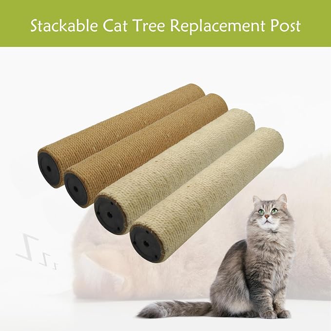 4 Pcs Cat Scratching Post Replacement for Indoor 15.7 x 3.1 Inches Cats Tree Replacement Parts Natural Sisal Cat Scratch Posts Refill Pole Part with M8 Screws miniatura 7