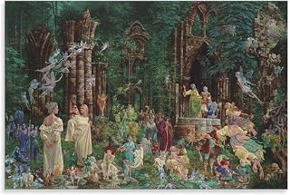 James C. Christensen Fantasy Illustration Poster Court of The Faeries Picture Print Wall Art Poster Painting Canvas Posters Artworks Room Aesthetic 16x24inch(40x60cm)