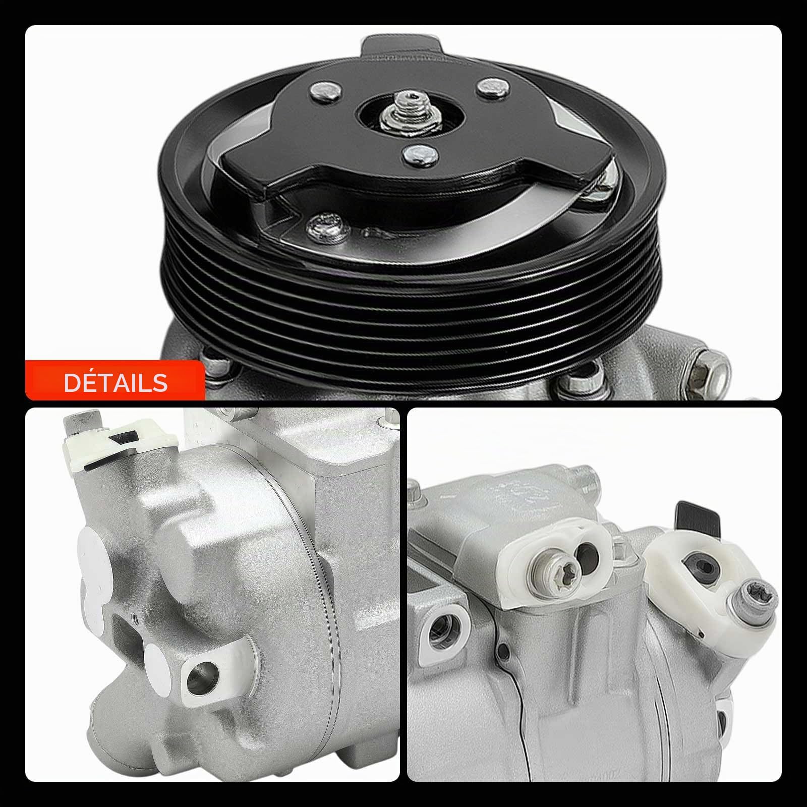 Frankberg Compresseur de climatisation avec embrayage 6Q0820803Q | Compatible avec: Polo 9A 9N, Golf IV Variant 1J5, Polo 6C1 6R1, R.o.o.m.s.t.e.r 5J7, Ibiza IV 6J5 6P1