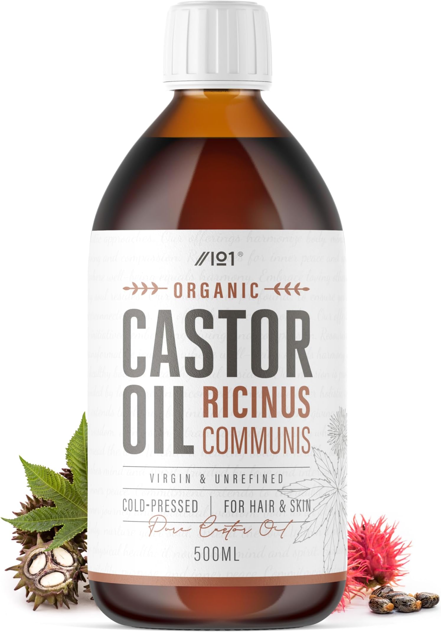 Organic Castor Oil 500ml – 100% Unrefind & Cold Pressed – Hexane Free – for Skin & Hair – Sustainably Sourced – By Alpha01
