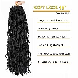 8 Packs Soft Locs 18 Inch Faux Locs Crochet Hair for Butterfly Locs Distressed Locs Crochet Hair for Black Women (2, 18 Inch(Pack of 8))