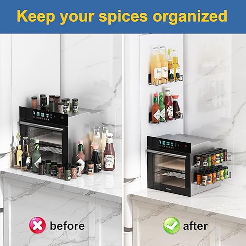 Miniatura 3 de GAOZOUJS Organizador magnético para especias estante magnético para especias para el lado del refrigerador estante magnético para especias estantes