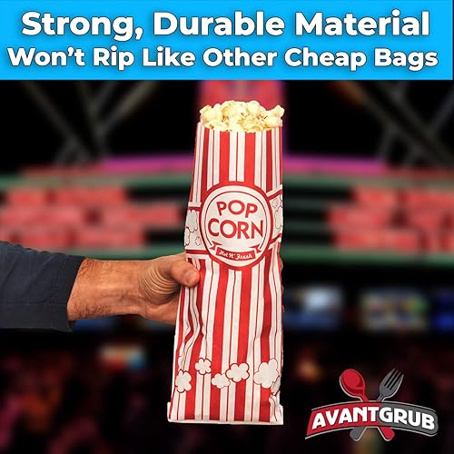 Miniatura 2 de Bolsas de palomitas de maíz a prueba de fugas, resistentes a la grasa, paquete de 50 unidades. Resistente a desgarros, fundas de papel de 2 onzas de