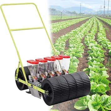3/4/5/6 Row Hand Push Garden Seeder, Precision Seeder for Small Gardens, Farmer Use Agricultural Row Seeding Machine for Parsley, Cabbage, Radish & More 5Row