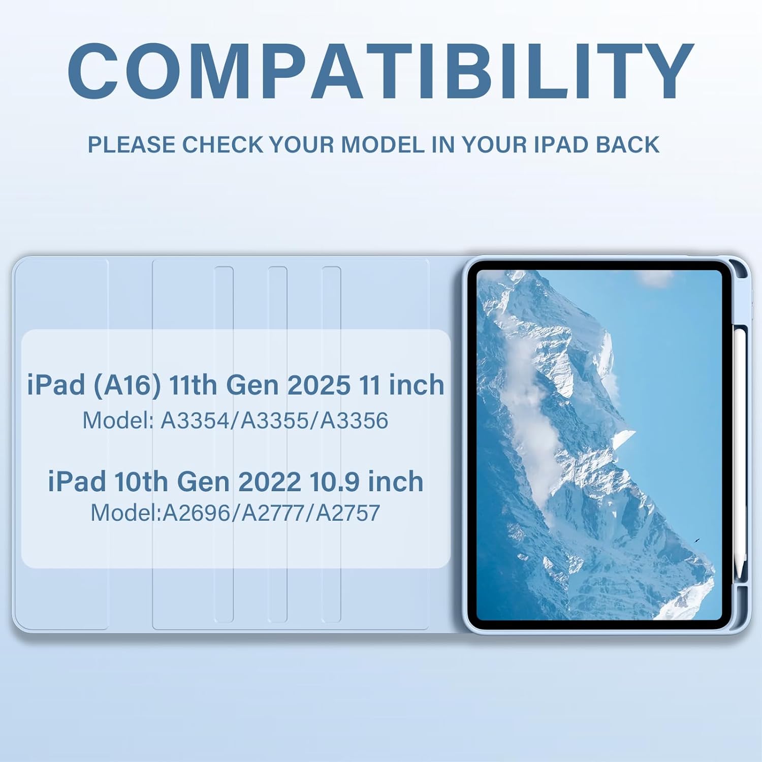 aoub Compatible for iPad A16 Case with Keyboard 11th /10th Generation 2025/2022, Multi-Touch Trackpad, 7 Color Backlit, Detachable Bluetooth Keyboard for iPad 11th/10th Gen 11 inch/ 10.9 inch, Blue
