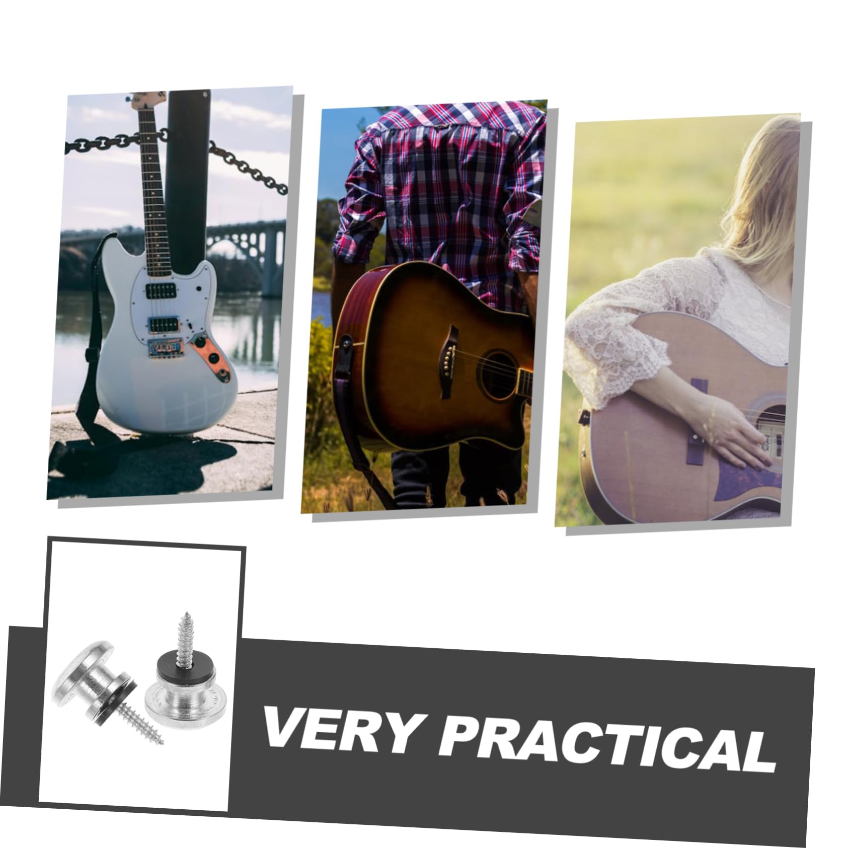 Levemolo Guitar Strap Lock Buttons Set 2pcs Metal Locks for Guitar Bass Ukulele Easy to Install Guitar Strap Attachment