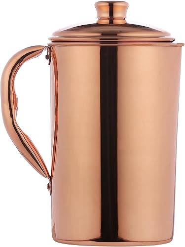 Miniatura 3 de Copper Water Jug 1.5L (50.72 Fl Oz) - Pure Unlined Copper Pitcher for Ayurveda Detox - Glossy Finish