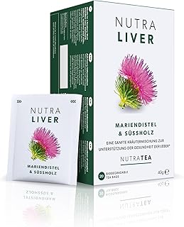 Nutra Tea NUTRALIVER, Detox Tee zum Entgiften der Leber, trägt zur Unterstützung der Leberregeneration & gesunde Verdauung bei, 40 wiederverwendbare Teebeutel, Leber Tee mit Mariendistel & Lakritz