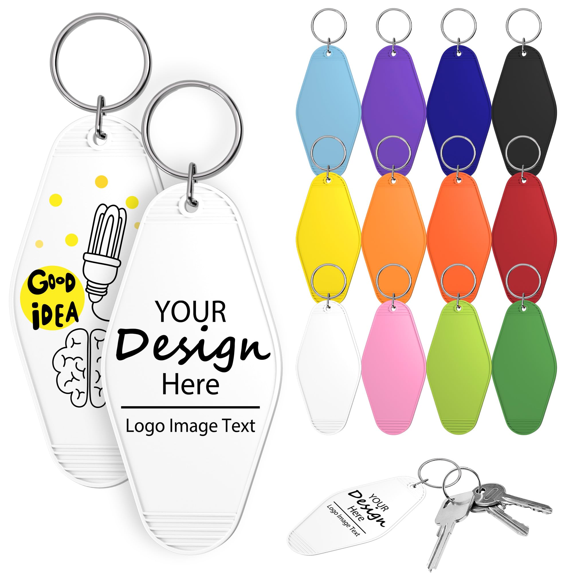 SHISANYI 30 Personalized Motel Hotel Plastic Keychains,Custom Double-Sided Print Hotel Key Tags,Design Your Logo Text Images