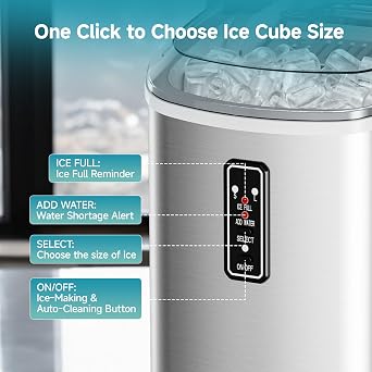 EUHOMY Ice Maker Machine, Self-Cleaning Ice Cube Maker, Produces 9 Cubes in 6 Minutes, 2 Ice Cube Sizes, 12 Kg/Day, Portable Ice Maker with Handle, Basket, and Scoop, Ice Machines for Home, Kitchen