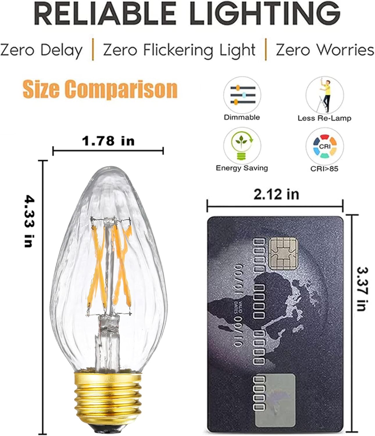 Leools Dimmable E26 led Bulb 6W Equal 60 watt Vintage LED Edison Bulb AC120V 3000K Soft White F15 LED Bulb for Ceiling Fan Light Bulbs,Pendant Bulb and Chandeliers Light Bulb 600LM Clear Medium 6Pack