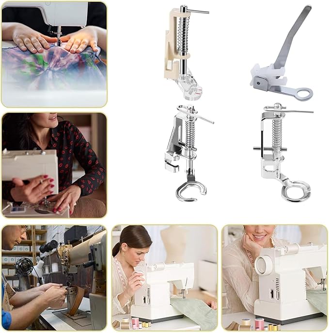 Set de 4 Pies para Máquinas de Coser de Garfio Bajo, Metal miniatura 5