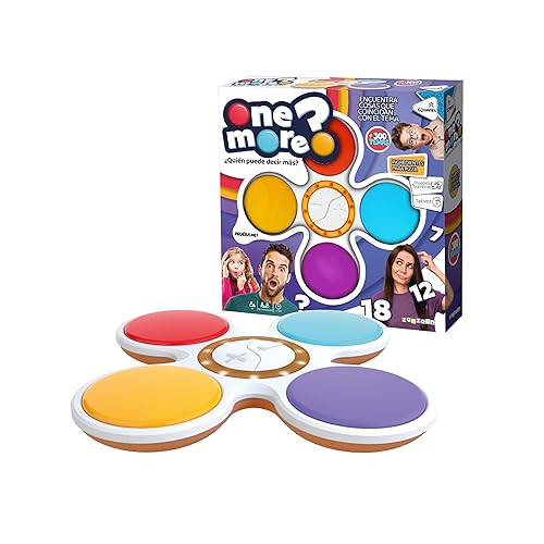 Famosa One More - Juego Familiar de Preguntas con +350 Categorías, Compite por Ser Quien Más Sabe, Incluye Botones de Reto y 2 Modalidades (Infantil y Familiar), para 2–4 Jugadores, (NEM00000) - Chollo en Juguetes y juegos