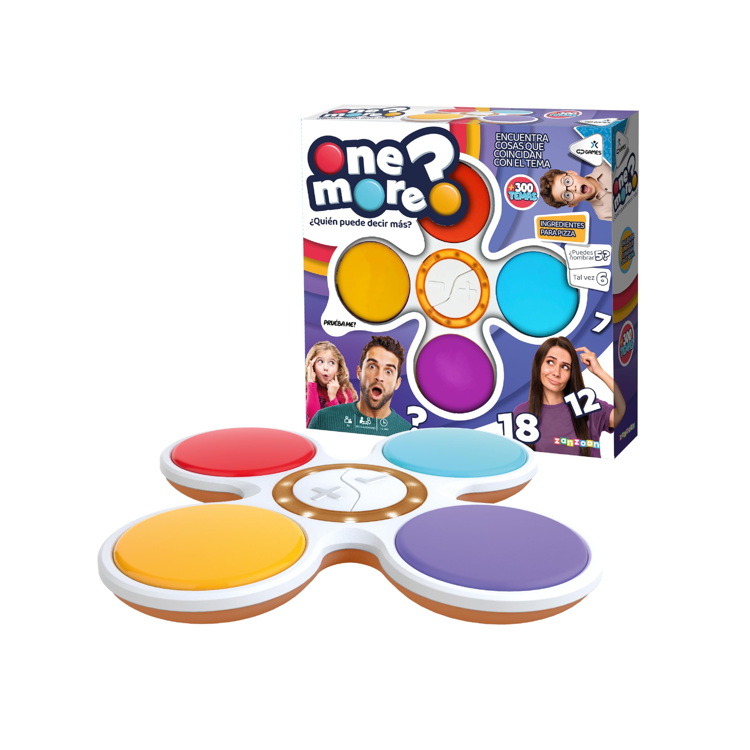 Famosa One More - Juego Familiar de Preguntas con +350 Categorías, Compite por Ser Quien Más Sabe, Incluye Botones de Reto y 2 Modalidades (Infantil y Familiar), para 2–4 Jugadores, (NEM00000)