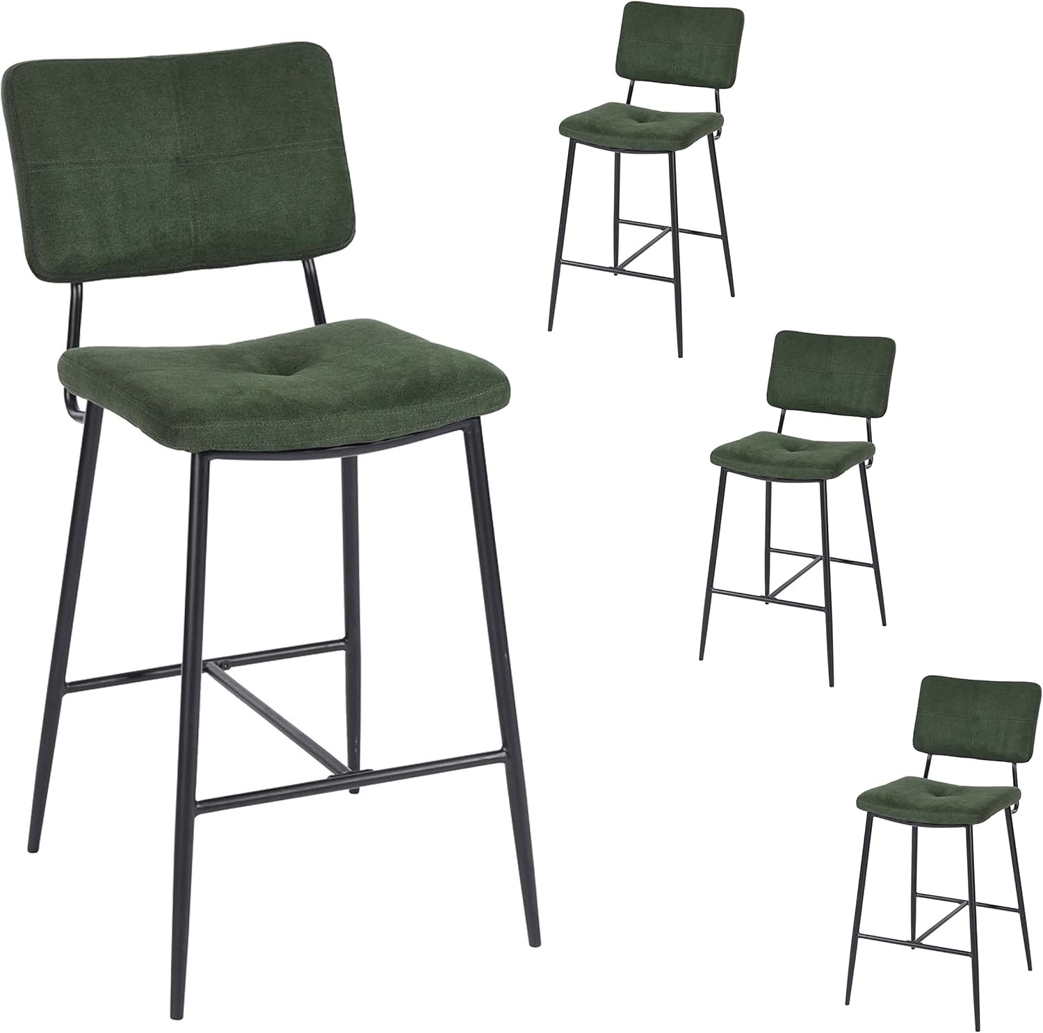 MEUBLE COSY Lot de 4 Tabouret de Bar Rétro avec Dossier et ReposePieds