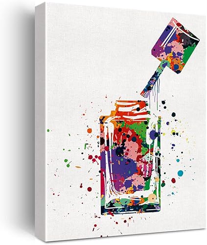 Esmalte de uñas en acuarela, arte de pared, cosméticos, arte de uñas, lienzo, pintura, maquillaje, uñas, salón de belleza, decoración de pared,