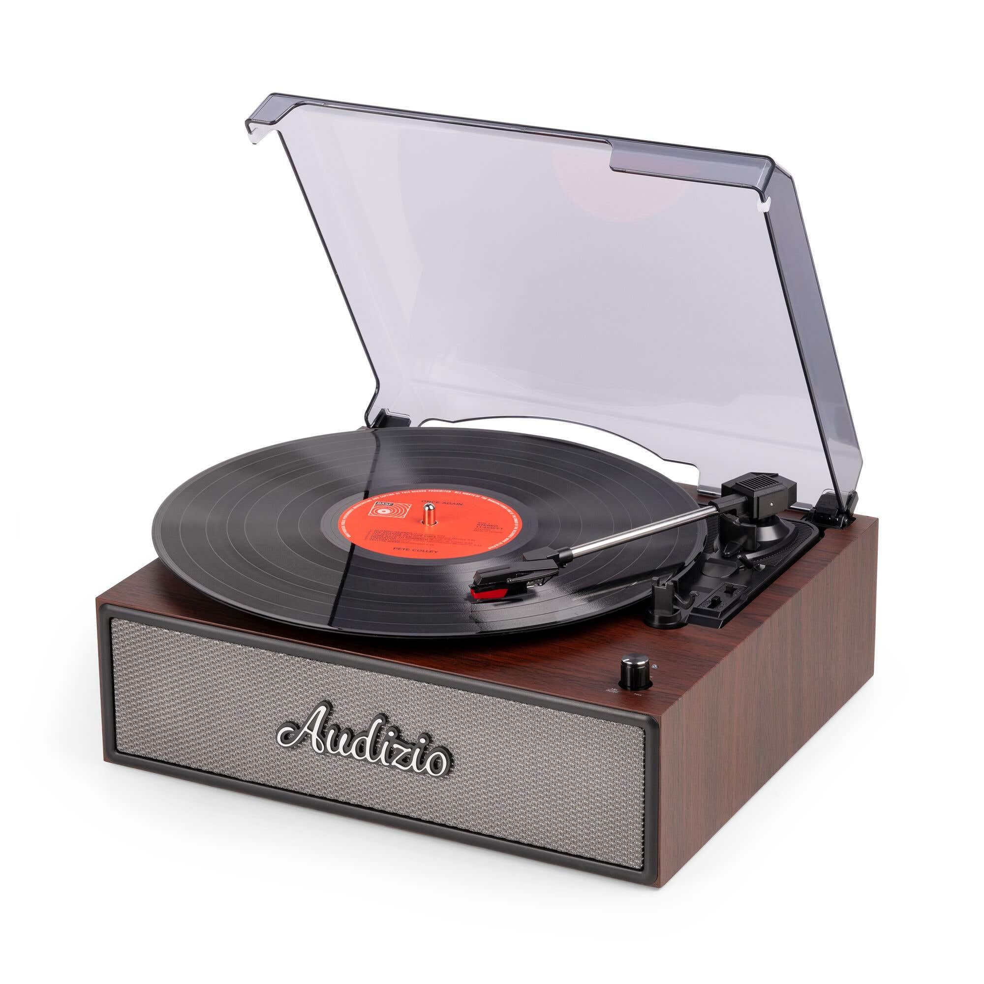Audizio Reno - Platine Vinyle rétro avec Enceintes intégrées - Lecture 33/45/78 Tours - Design Vintage - Couleur Bois