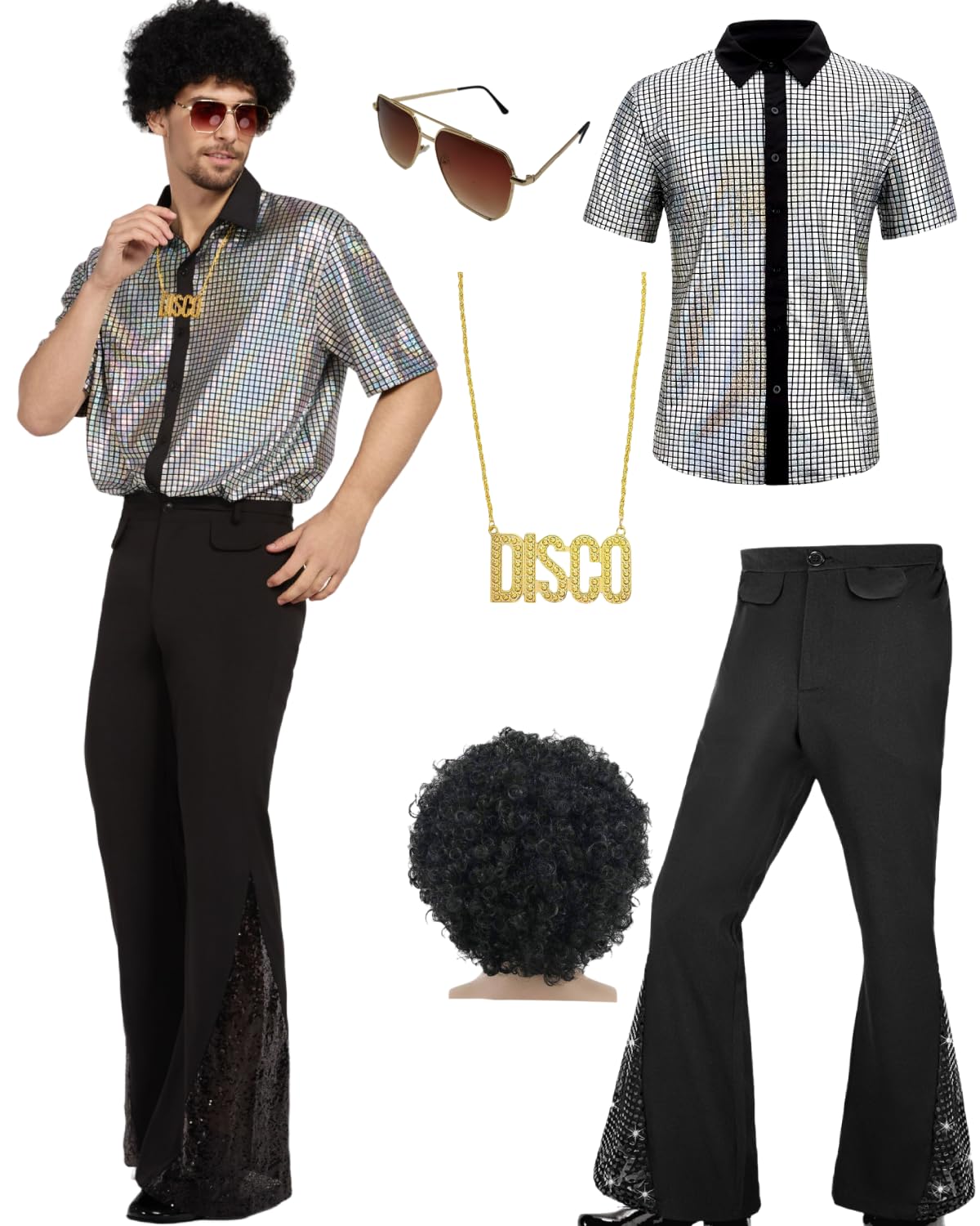 Mens 70's Disco Outfit Retro 70s Mens Costume for Adults Perfect 70's Theme Clothes for Parties