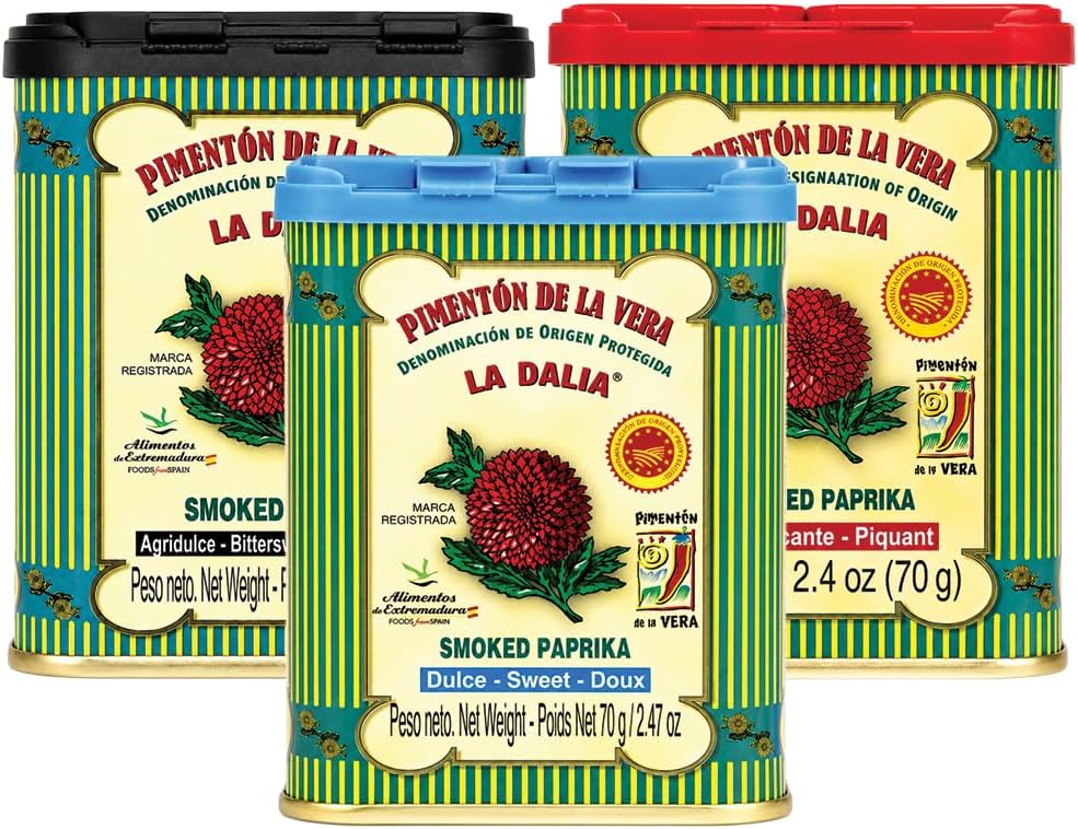 Authentic Spanish Smoked Paprika Trio, DOP Certified, 3 x 2.46 oz