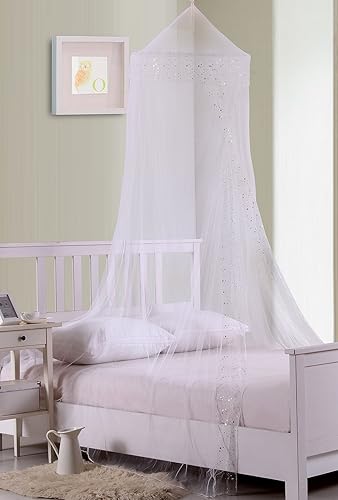 Fantasy Kids Galaxy - Toldo plegable para cama, tamaño único, color blanco