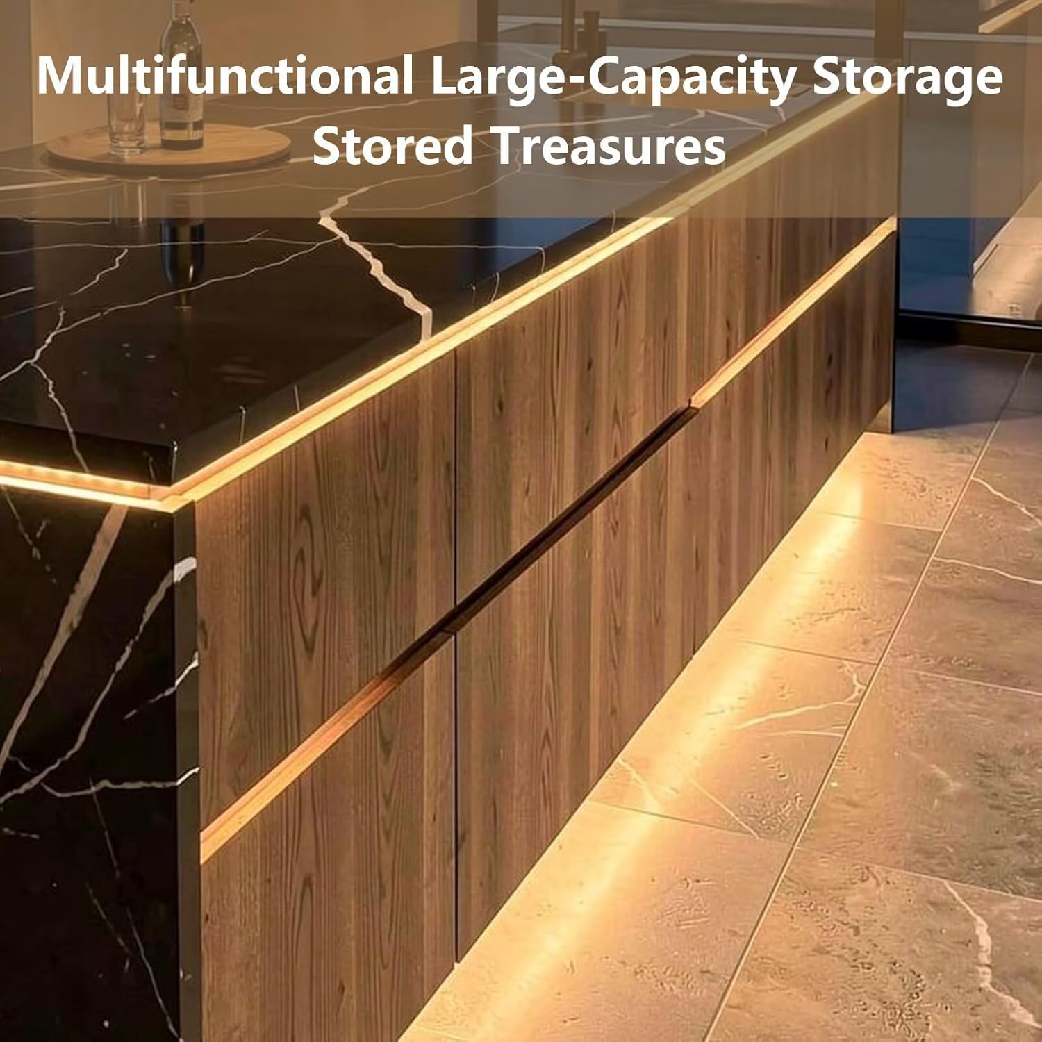 Kitchen Island with Storage - Large Kitchen Island Table with Rock Solid Slab Top,Luxurious Includes Integrated Storage,Modern Design,for 4 People (70.87IN No Chairs)