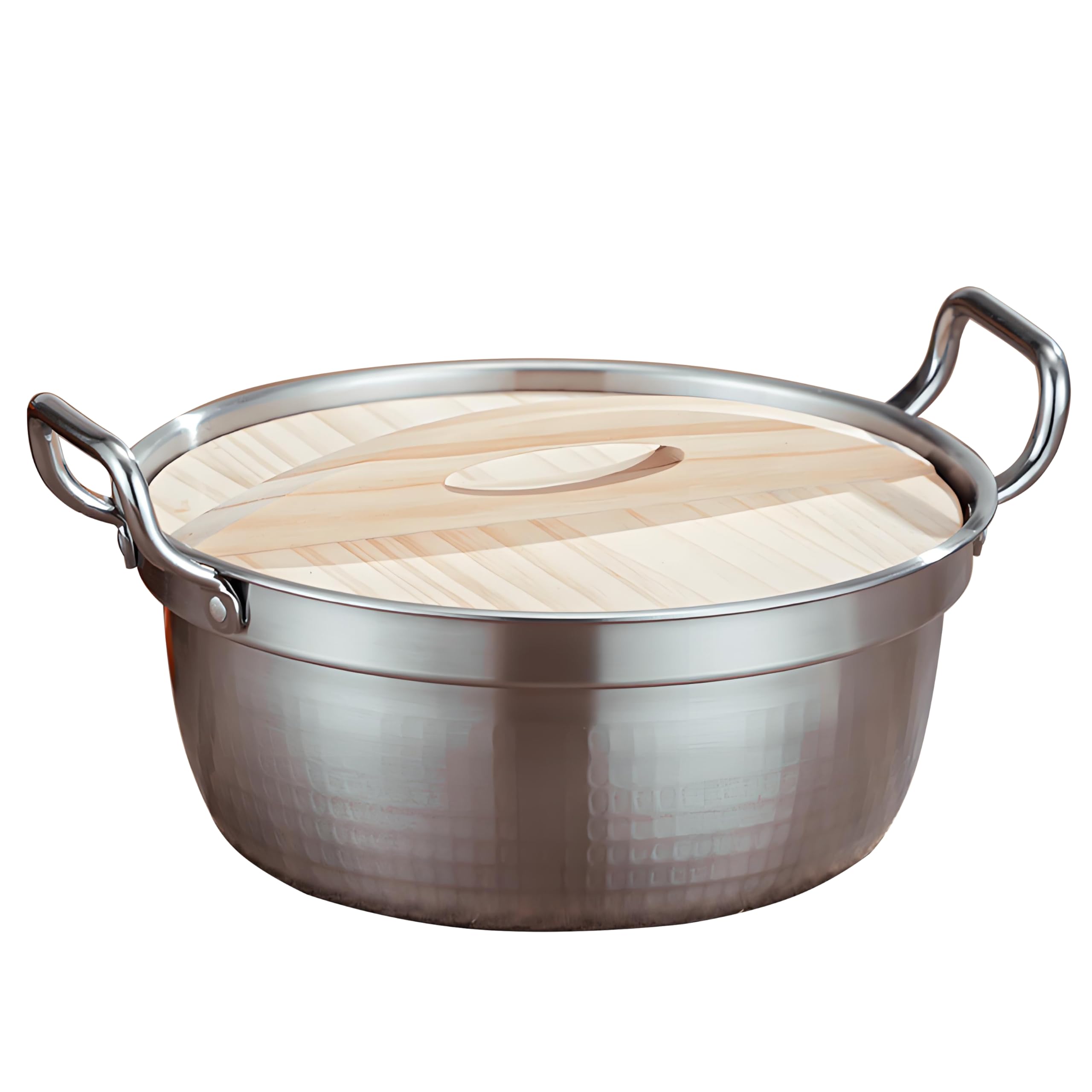 Garnek do gotowania ramenu koreańskiego/garnek do gotowania ramenu ze stali nierdzewnej z podwójnym uchwytem i drewnianą pokrywką - 1 l/1,5 l/2,2 l garnek do zupy i gulaszu, mały, gorący garnek,