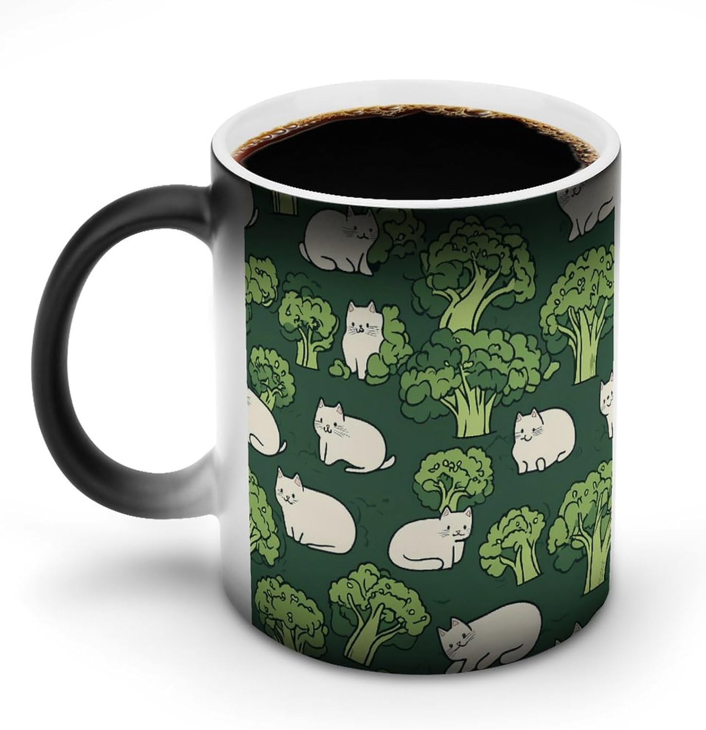 Broccoli And Cat Funny Color Changing Coffee Mug Ceramic Magic Cup Personalized Discoloration Tea Mugs