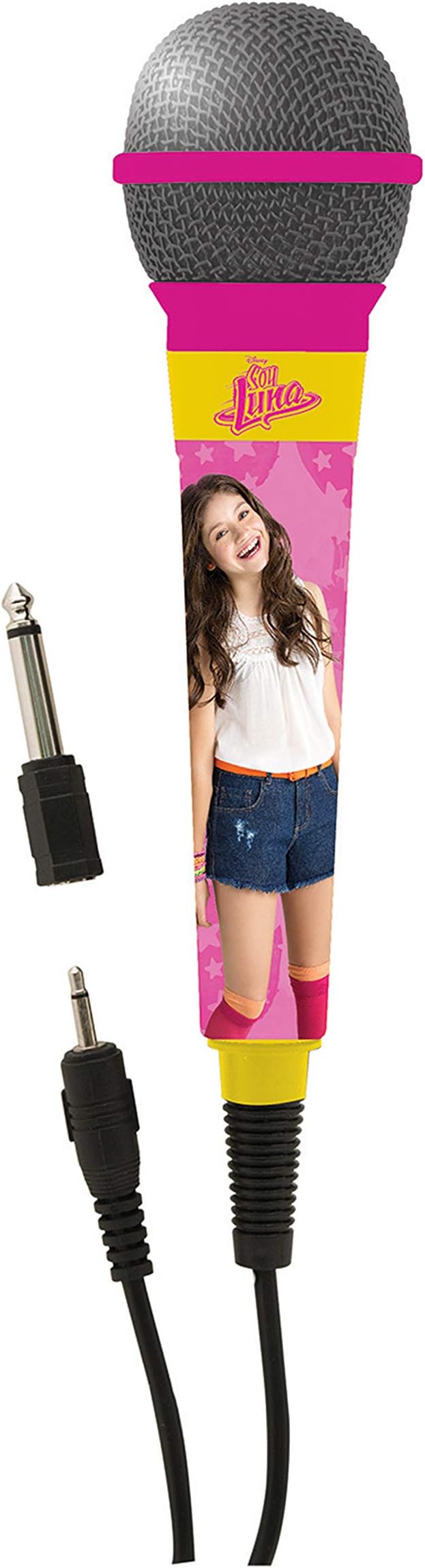 LEXIBOOK Microphone girly design, 3,5 Jack and 6,3 mm adapter, High sensitivity, For Kids and Karaoke, Pink/Yellow, MIC100SL