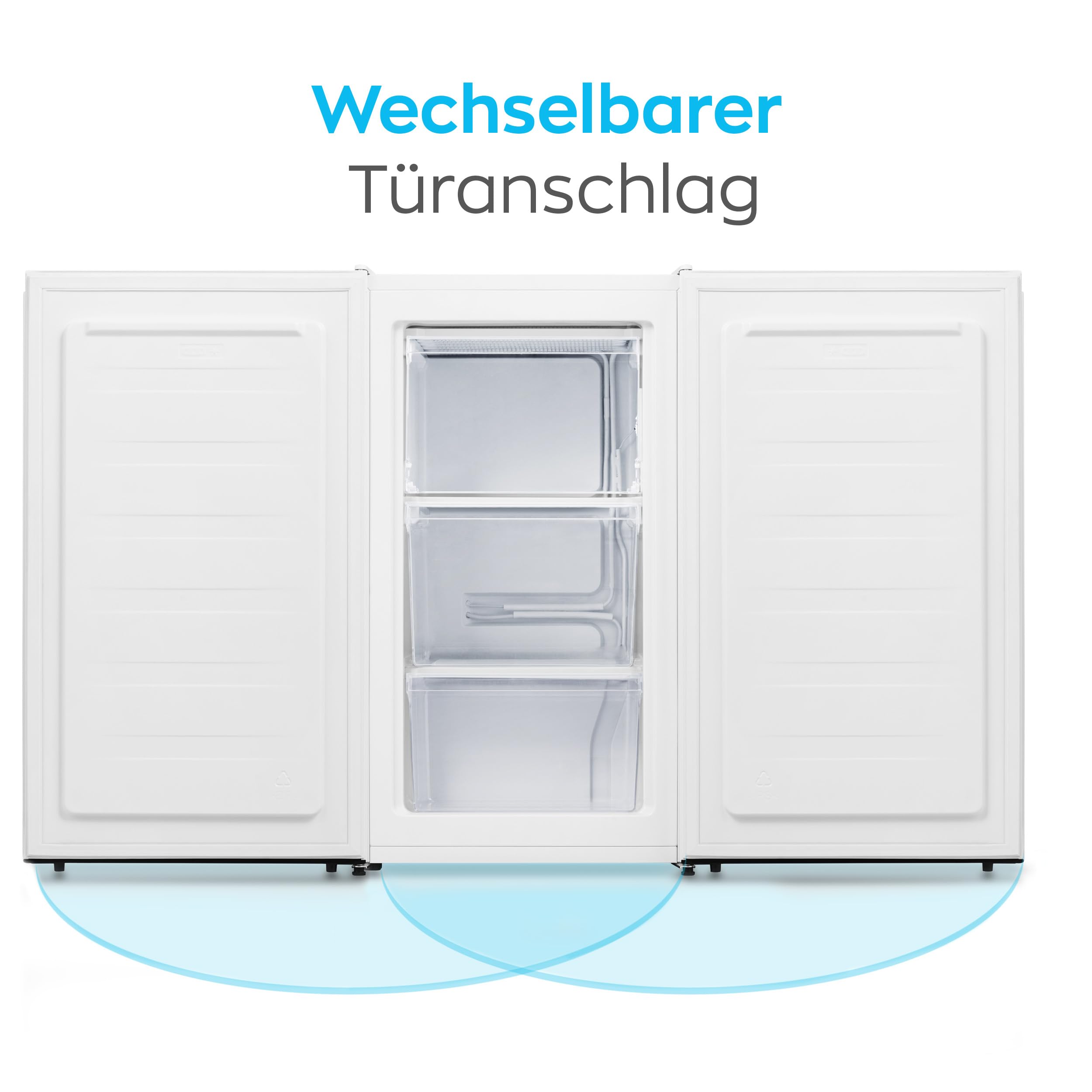Heinrich´s Gefrierschrank 61Liter, Mini, -18°C Freezer, 3x Gefrierschublade, 7 Stufen Temperaturregler, Airflow, wechselbarer Türanschlag weiß