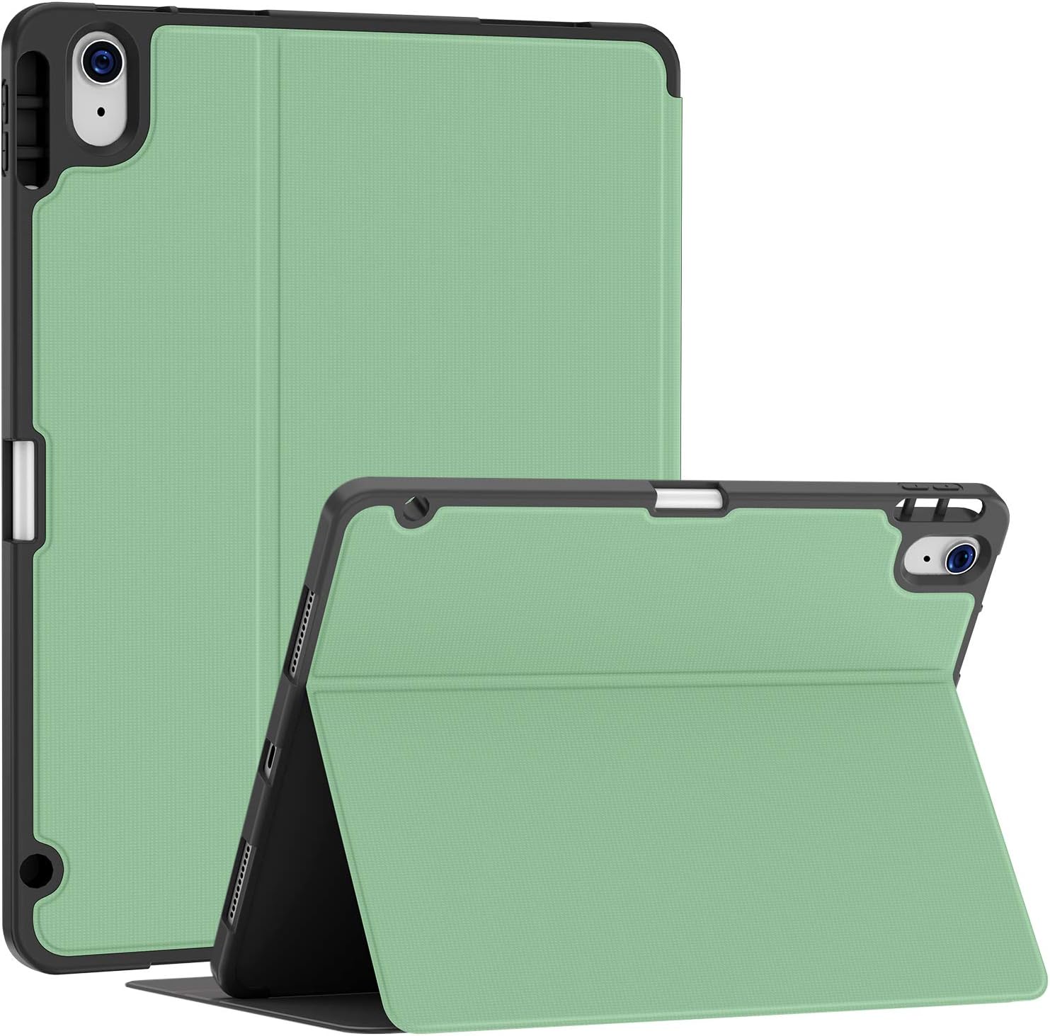Soke Case for iPad Air 5th Generation 2022, iPad Air 4th Gen 2020 10.9 Inch, iPad Air 5 Case with Pencil Holder, Premium Shock Proof Stand Folio Case, Soft TPU Back Cover, Auto Sleep/Wake, Light Green
