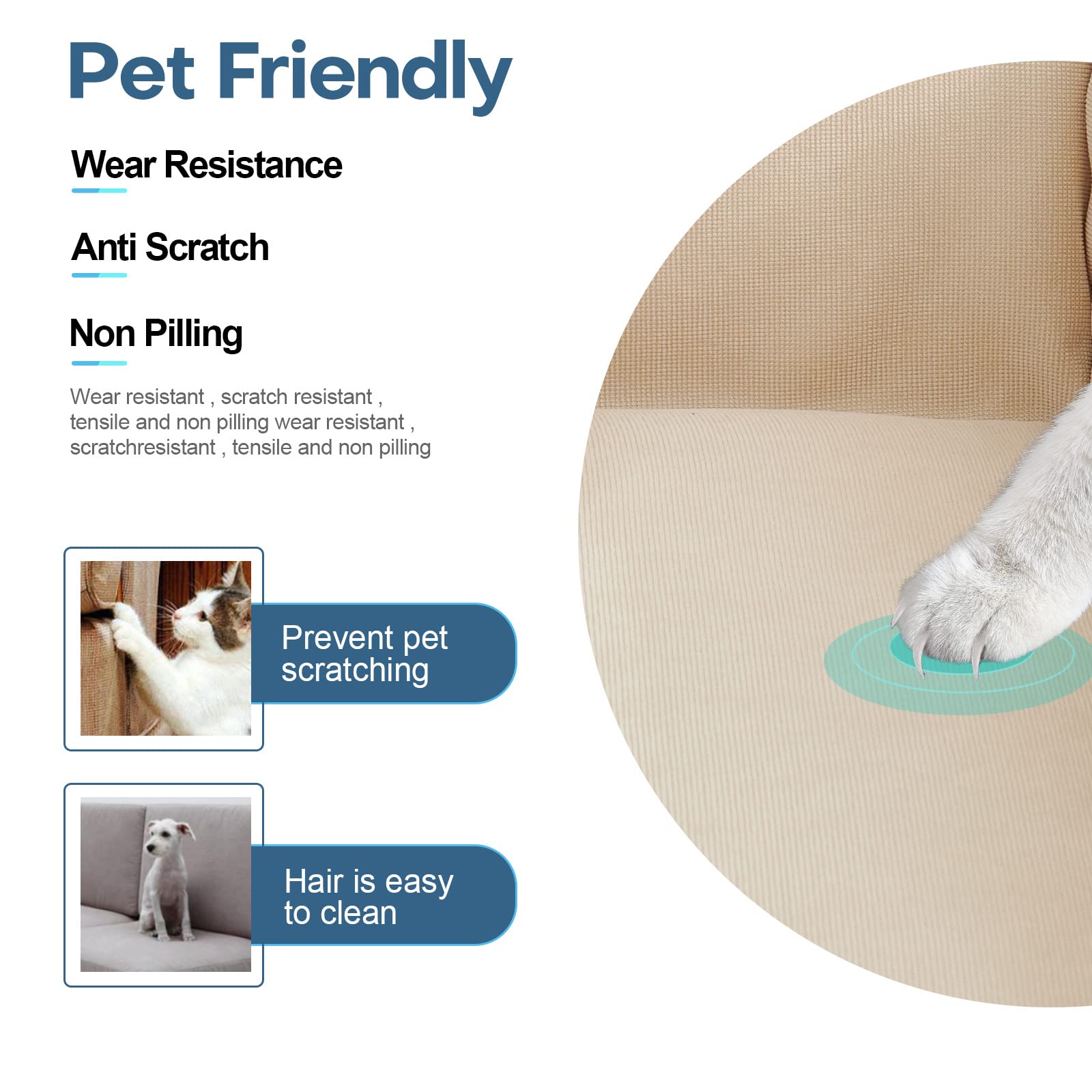 Foreate Couverture de canapé réversible pour chien et animal domestique – Lavable en machine – Protection de meubles en tricot résistant aux rayures – 180 x 300 cm – Ivoire