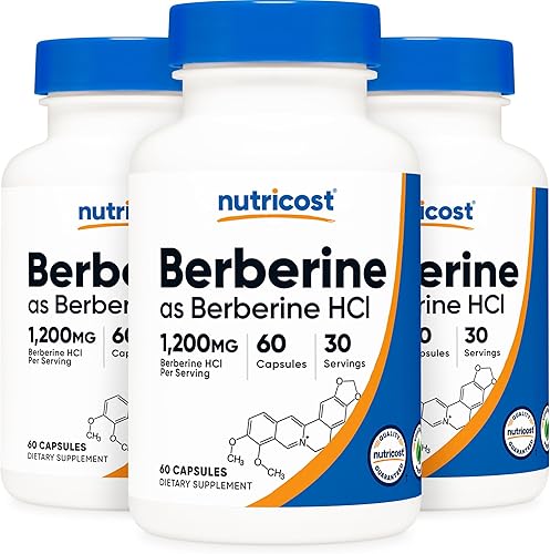 Miniatura 6 de Nutricost Berberina HCl 600 mg, 60 cápsulas (2 botellas)  Sin gluten, cápsulas vegetarianas, sin OMG