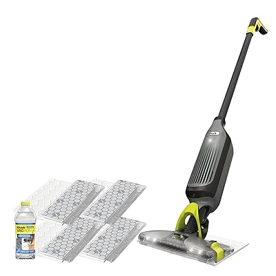 Shark VACMOP Cordless Hard Floor Cleaner, Vacuum and Spray Mop, Powerful Suction, Lightweight, LED Headlights, Includes 4 Disposable Pads, 12oz Multi-surface Cleaning Solution, Gray, VM252