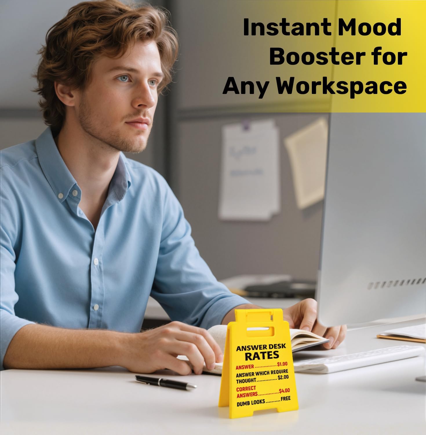 Funny Answer Desk Rates Sign, Funny Office Desk Decor Accessories for Work, Cool Office Signs Gifts for Boss Lady Coworker Teammates Employees Men Women, Cubicle Decorations - Image 6