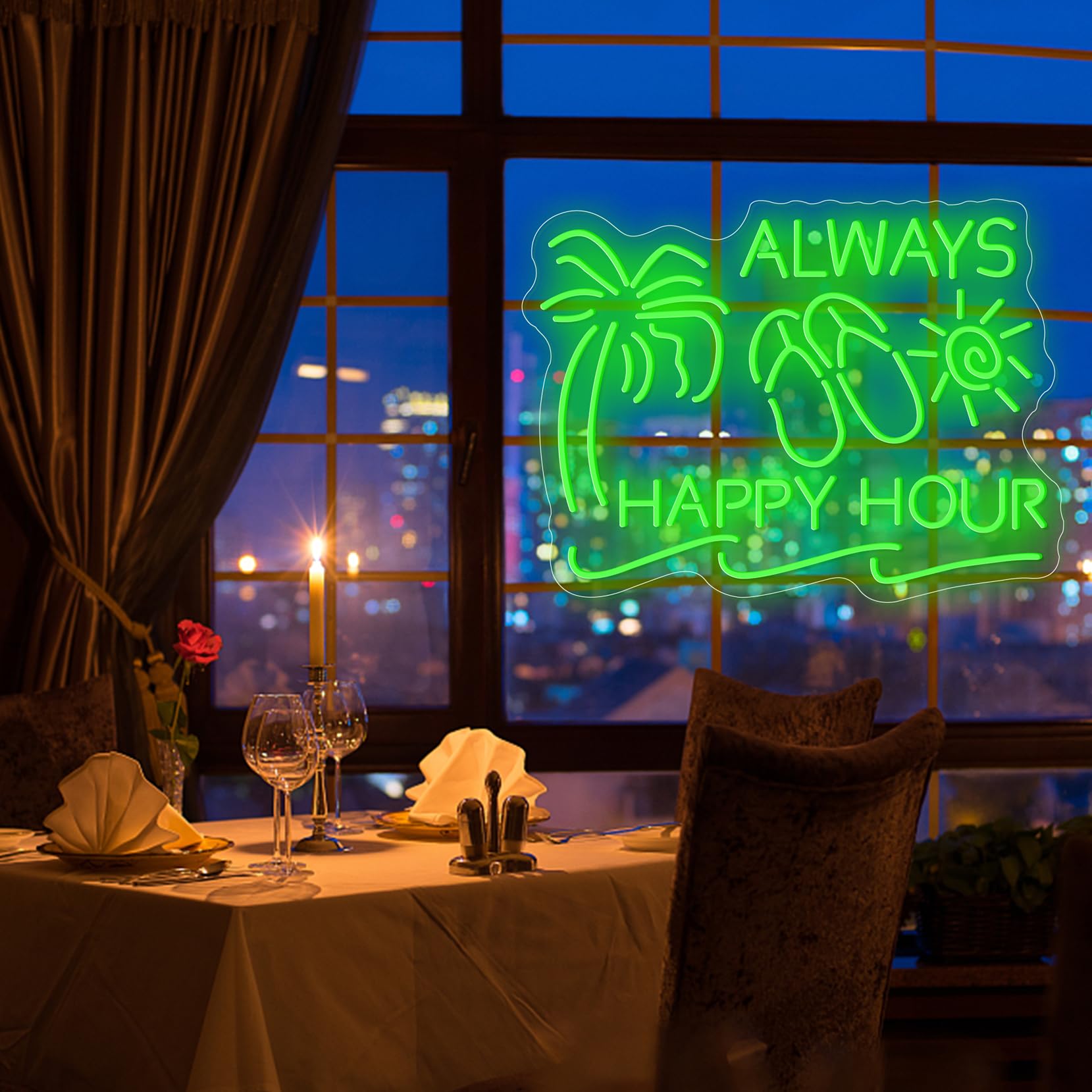Panneau Néon Happy Hour Pour Décoration Murale, Panneau Lumineux à DEL
