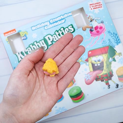 Miniatura 3 de Calendario de Adviento 2023 de Bob Esponja - 24 días de golosinas de Krabby Patty, cuenta regresiva para Navidad, 7.62 onzas
