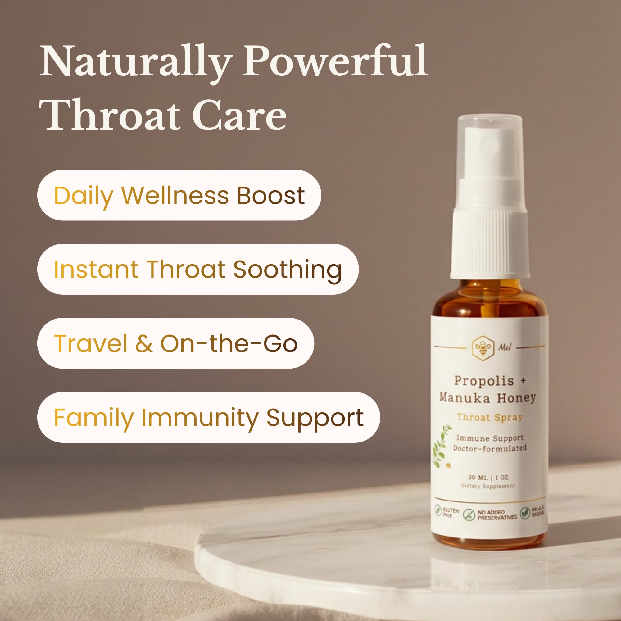 Propolis Throat Spray with Manuka Honey & Bee Propolis By Mel Honey, Soothing Throat Comfort, Immune Support, Gluten-Free, Alcohol-Free, Non-GMO, Keto, 1.01 fl oz — Amazon image 3