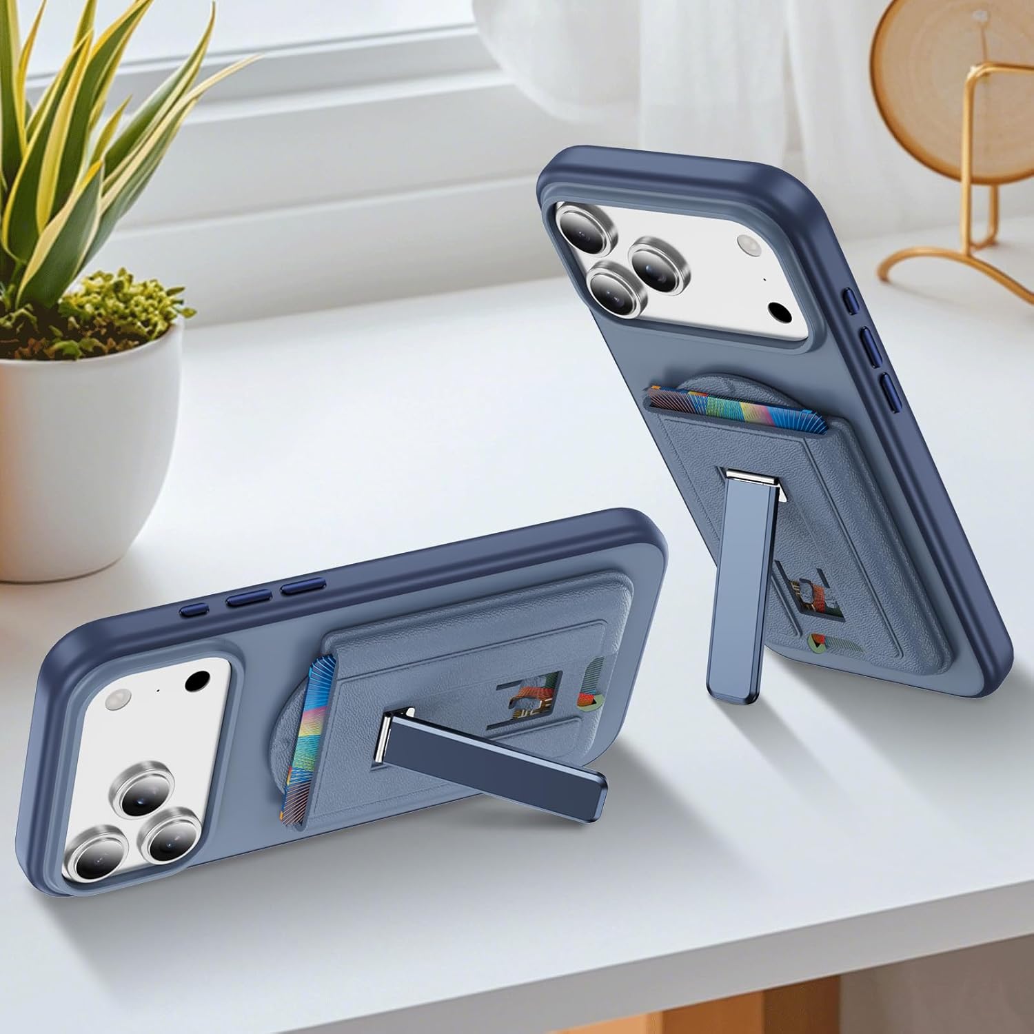 for MagSafe Wallet with Stand, Magnetic Phone Wallet [4-Card Holder][RFID Blocking], CellPhone Credit Card Holder for iPhone 17/16/15/14/13/12-Sky Blue - Image 5