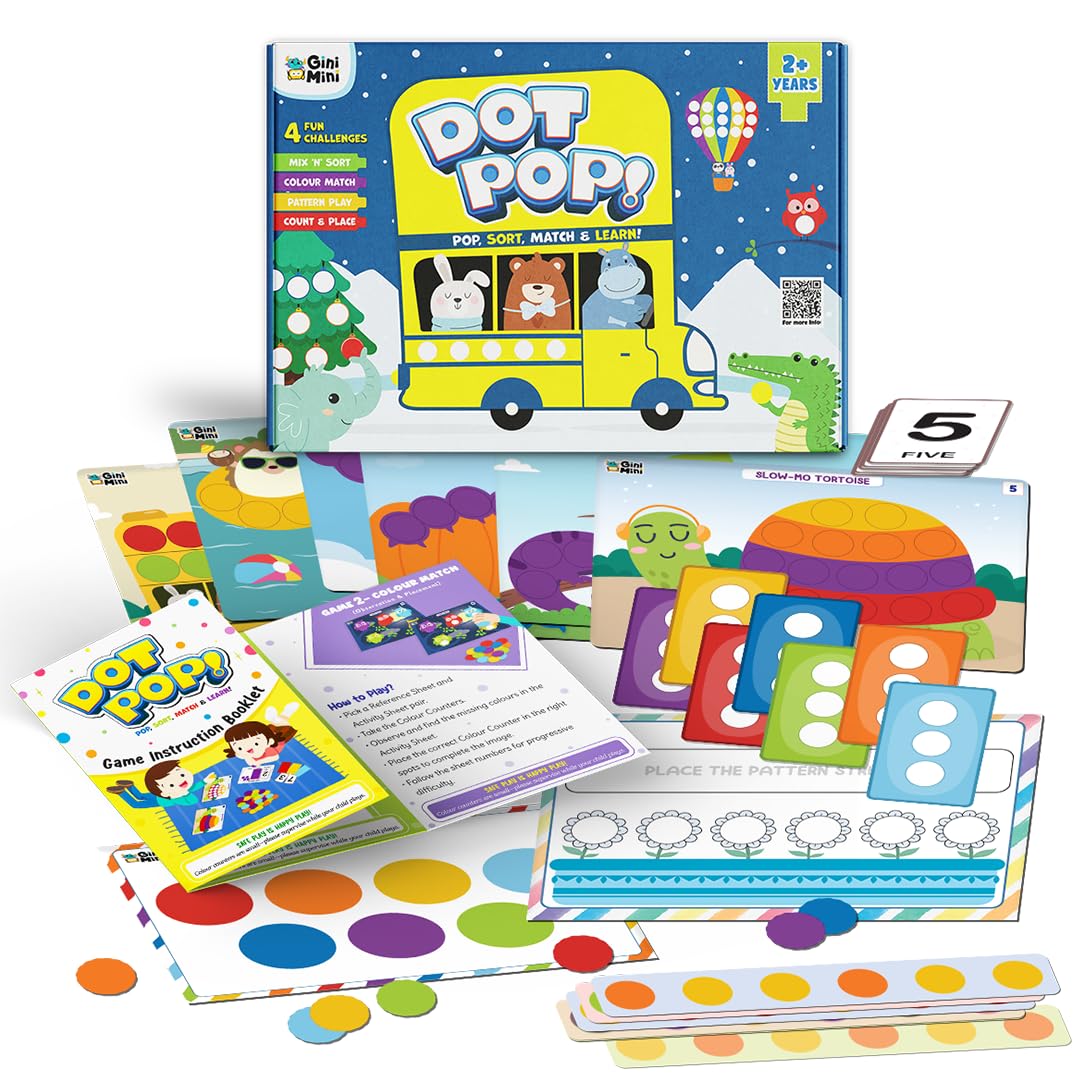 GiniMini – DOT POP! Activity Kit for Kids 2–5 | 150+ Elements | Colour, Counting, Sorting & Matching Games | Early Learning, Motor Skills | Reusable, Mess-Free & Screen-Free Fun-image-28