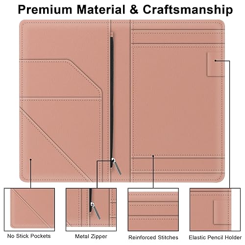 Miniatura 2 de Libreta de meseros con bolsillo con cremallera para camarera, bonita cartera de camarero, organizador de meseros de restaurante, soporte para libro
